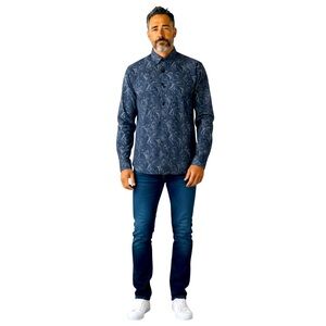 GEORG ROTH | Paisley Print Cotton Button Down Shirt Size Large